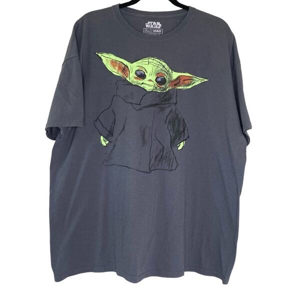 Star Wars Tops - Star Wars Mad Engine Gray Baby Yoda T Shirt 2X